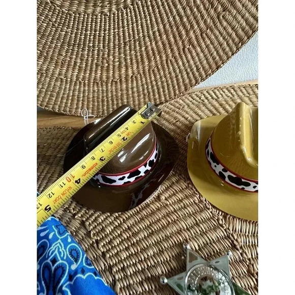 Cowboy/Cowgirl Sheriff Mini Cow hats, blue bandana, pin - Picture 5 of 7